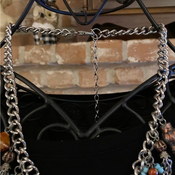 Super Bold Bohemian Silver Tone & Beaded Necklace - Picture 4 of 7